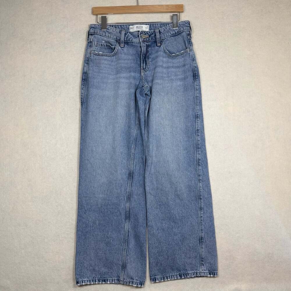 Hollister Low Rise Baggy Wide Leg Jeans Light Wash Size 4R W27